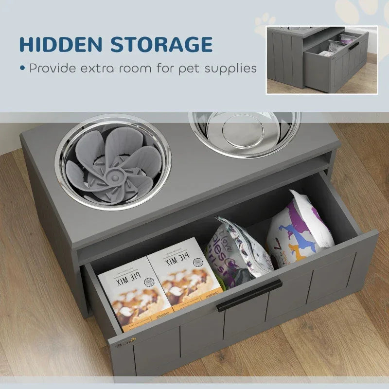 Elevated Dog Feeder with Hidden Storage – Reduces Neck Strain & Keeps Food Fresh for Senior Dogs - DogRelief